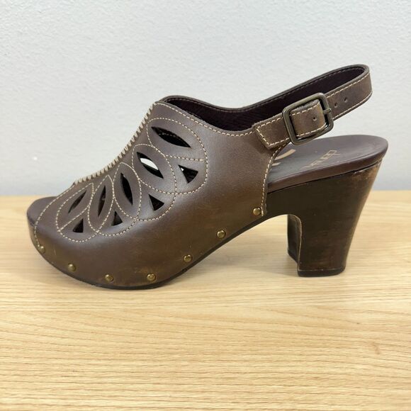 Dansko Womens Rowena Sandals Size 41 (US 10.5-11) Brown Leather Wooden Heel Shoe - Picture 4 of 12